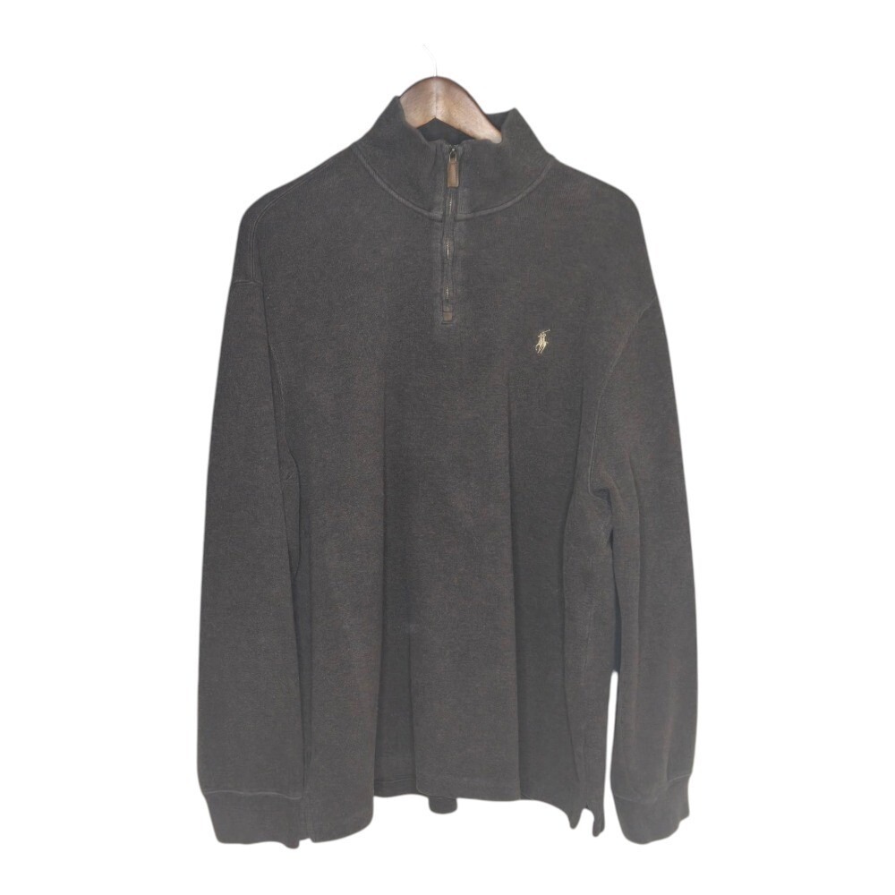 Polo Ralph Lauren Pullover 1/4 Zip Mock Neck Sweater Brown Mens Size XXL‎